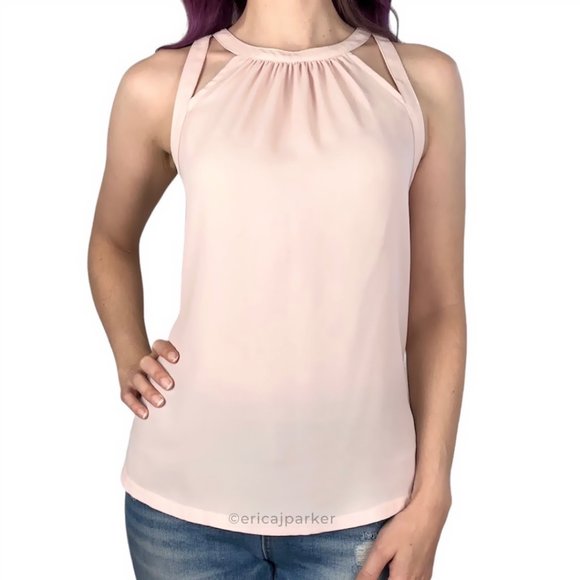 Express Tops - Express NWT Pink Cut Out Semi Sheer Sleeveless Blouse Size XS